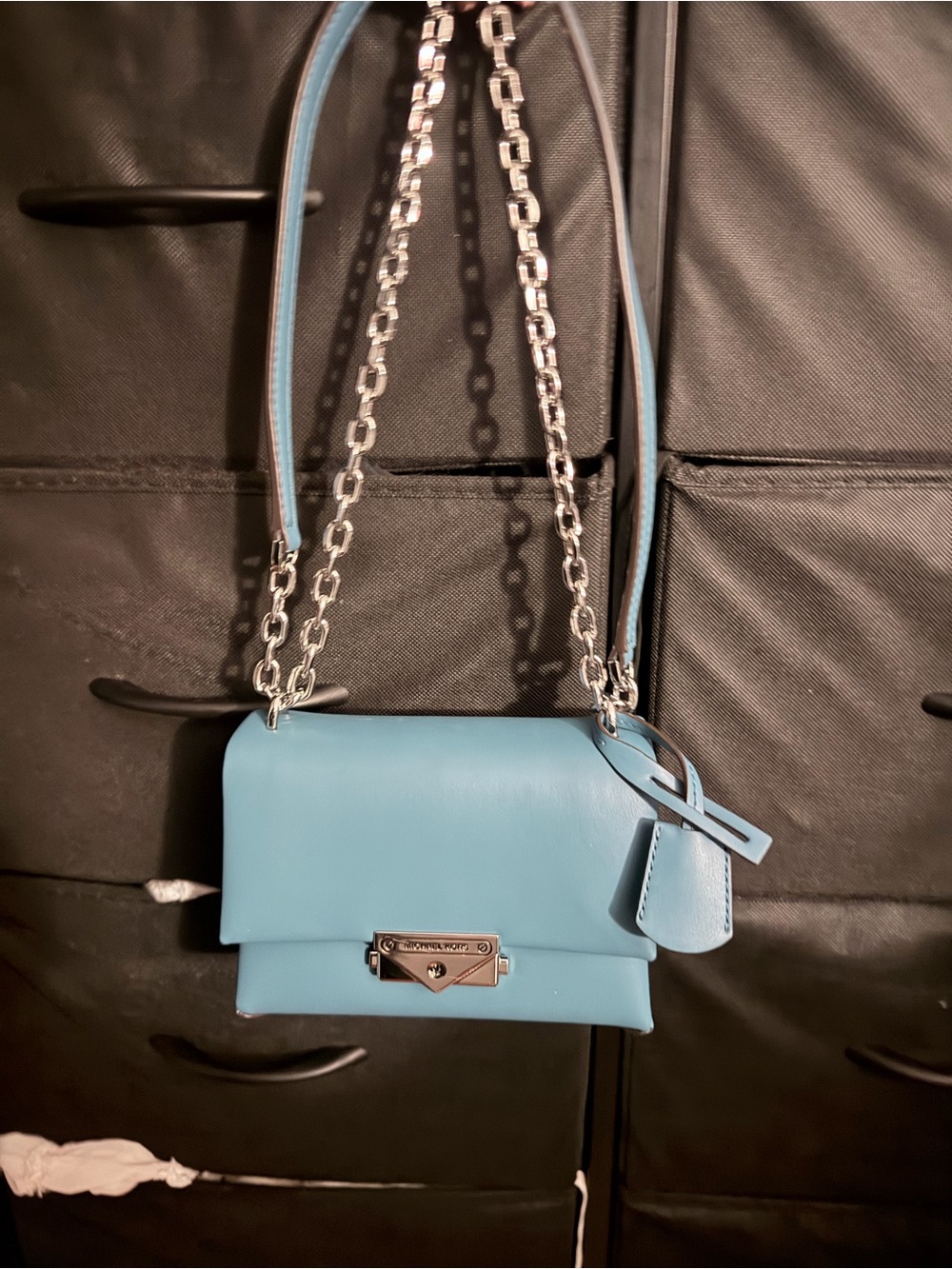 Michael Kors Sky Blue Leather Chain Shoulder Bag